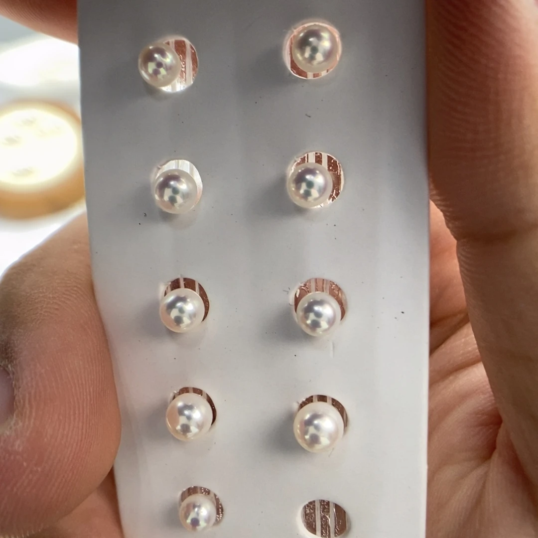 银S925镶嵌耳饰淡水珍珠4-5