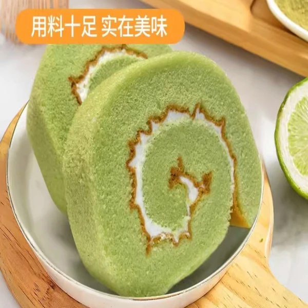 曼卡芙瑞士卷抹茶味海苔肉松味蛋糕卷早餐面包糕点心休闲零食小吃