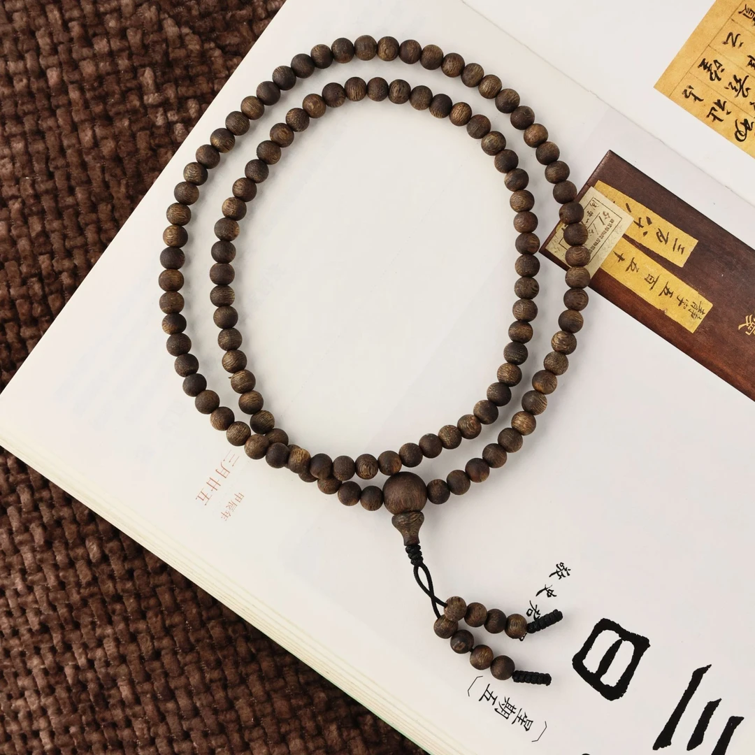 沉香【沉水级】5mm奇楠沉香虫漏多圈长串 素 J24112703
