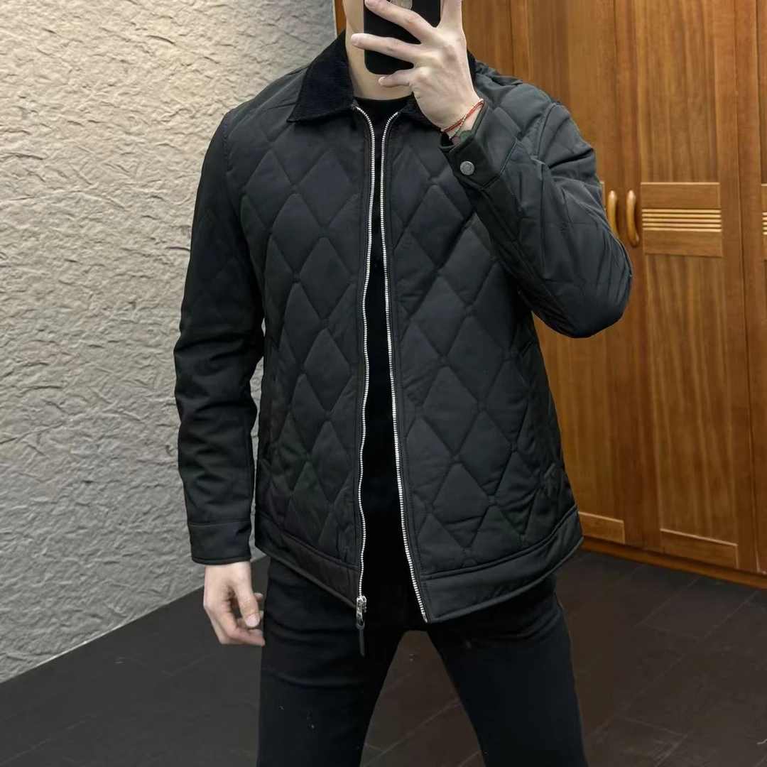 2025加棉夹克男款拉链拼接条绒翻领冬季棉服保暖商务休闲25182