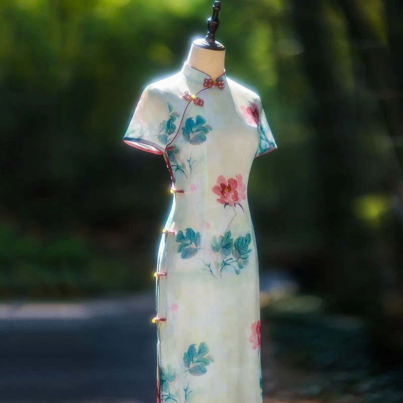 中式旗袍2025夏季新款复古改良修身连衣裙长款年轻气质日常