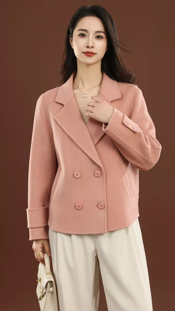 6606专属【100%纯羊毛】秋冬新款气质百搭短款双面羊毛大衣外套-2