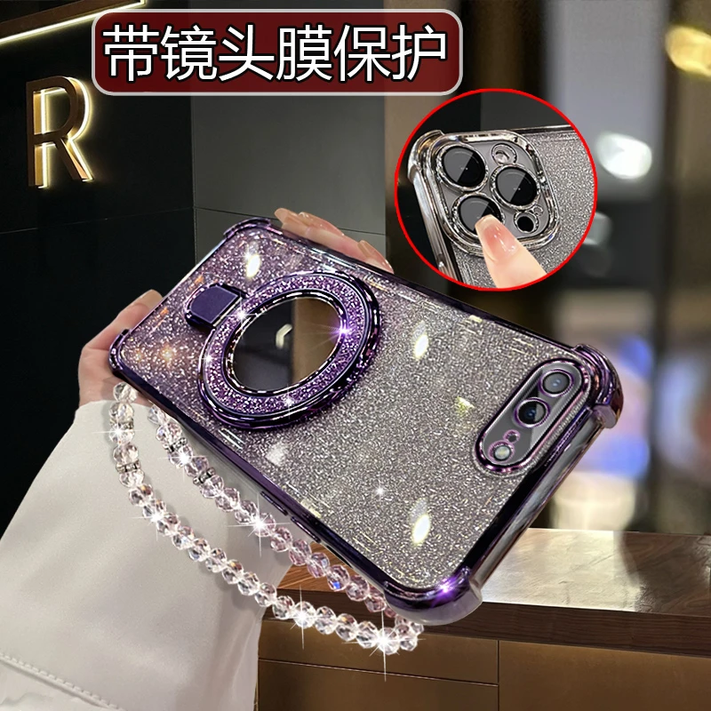 适用新款苹果7手机壳女电镀奢华Iphone7硅胶全包网红四角防摔软壳