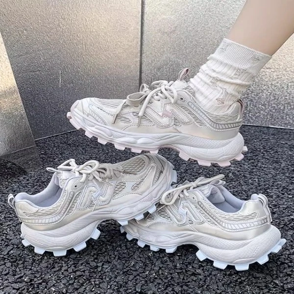 网面厚底欧货老爹鞋女2025春季透气新款爆款百搭运动跑步休闲鞋