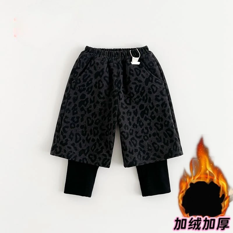 儿童长裤双层加绒2025秋冬新款一条过冬加厚假两件靴裤深秋呢子裤