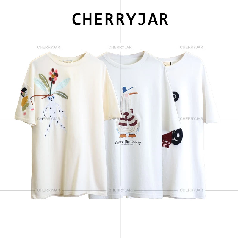 Cherryjar【4-5】时尚情侣纯色春夏新款短袖小清新百搭显瘦T恤