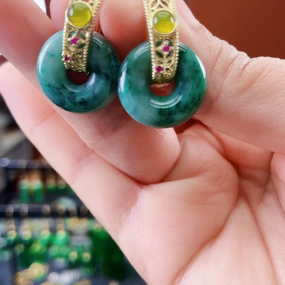 翡翠未镶嵌耳饰饰品