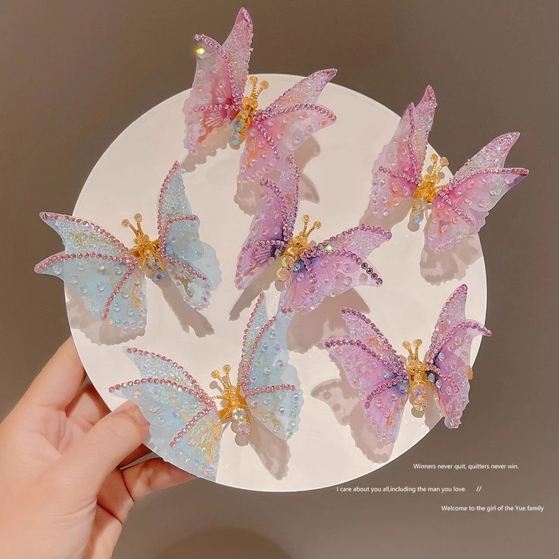 儿童会动的蝴蝶发夹女童可爱发卡发饰侧边夹碎发刘海夹子超仙头饰