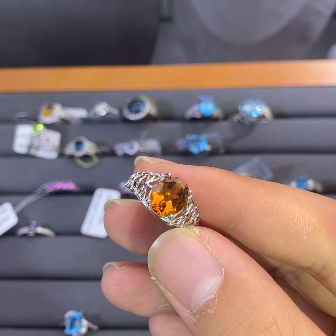 水晶戒指银S925镶嵌你**界圈口尺寸可调节