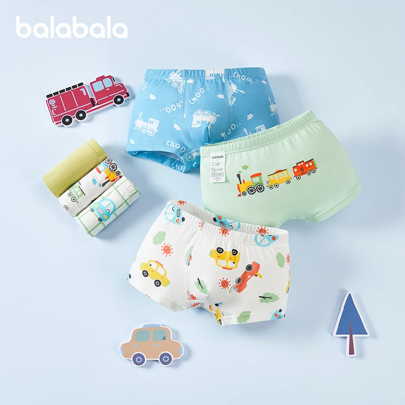 巴拉巴拉宝宝内裤棉a类儿童平角短裤男女童宝宝亲肤四角裤三条装