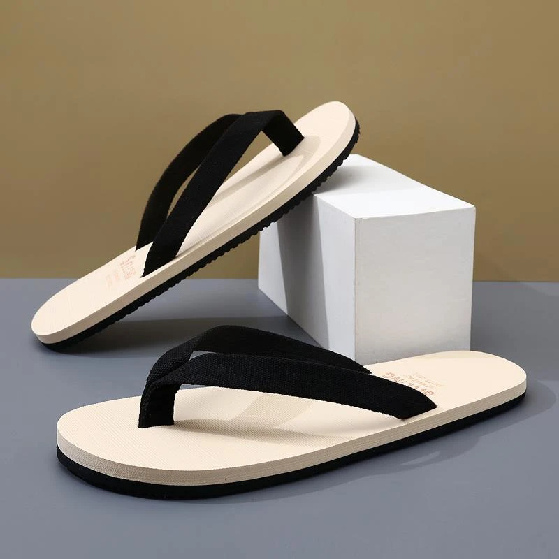 夹板拖鞋男士外穿平底夹脚防滑沙滩人字拖外出休闲简约防臭凉拖男