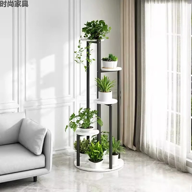 花架子客厅落地式奶油风室内多层铁艺花架展示架阳台花盆架置物架