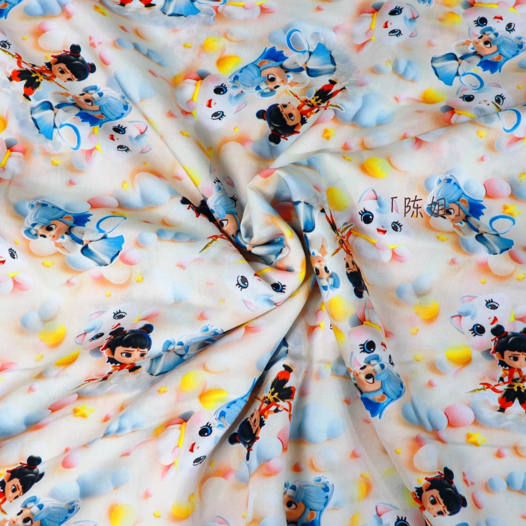 【2027两米包邮】爆款人造棉香云锻数码印花棉绸面料（非七天无理由）