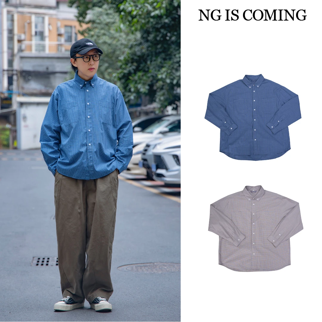 【BMS】简约百搭格子衬衫长袖宽松休闲上衣88967