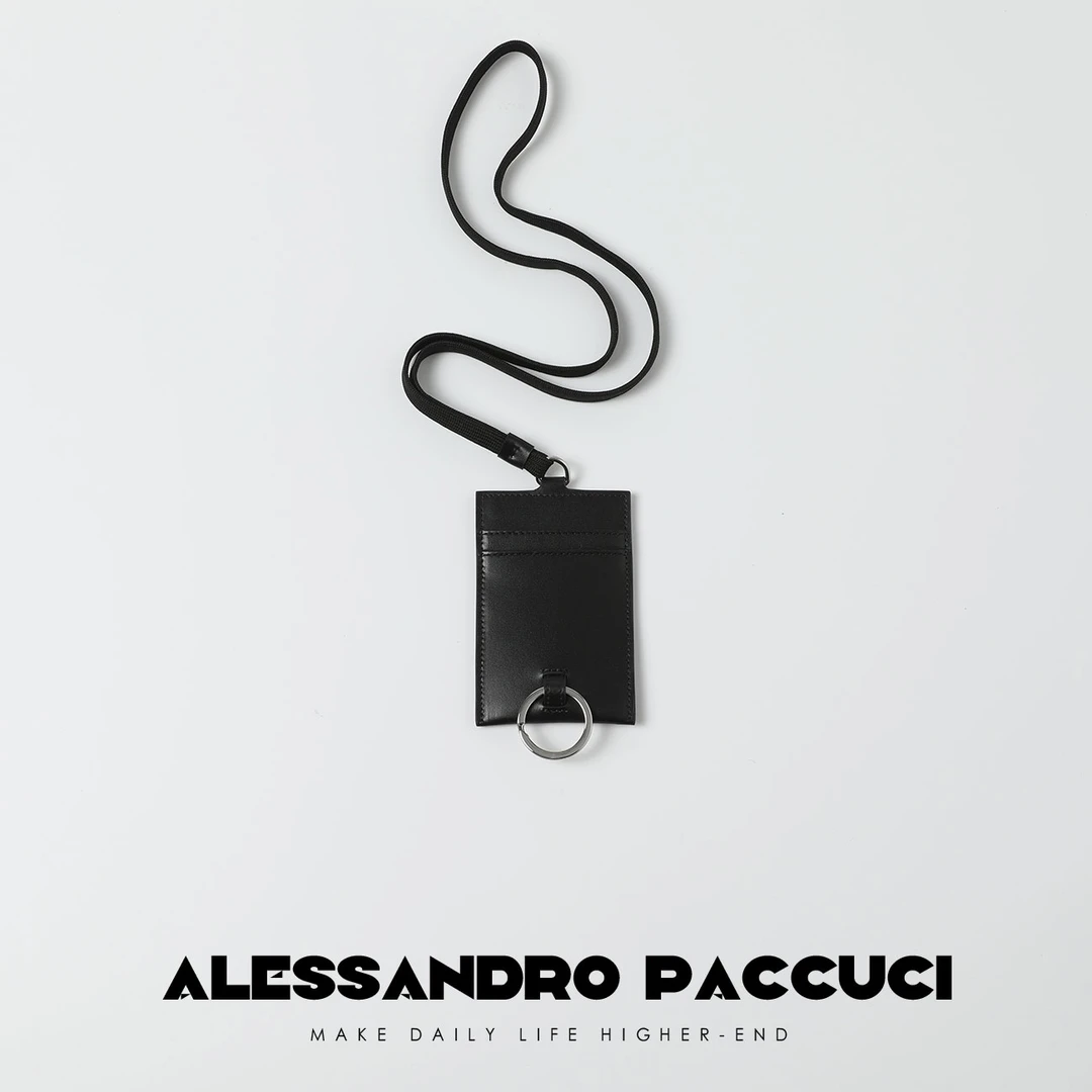 AP洛哥42018BK 【方墨】头层牛皮 黑色时尚百搭钥匙扣卡包