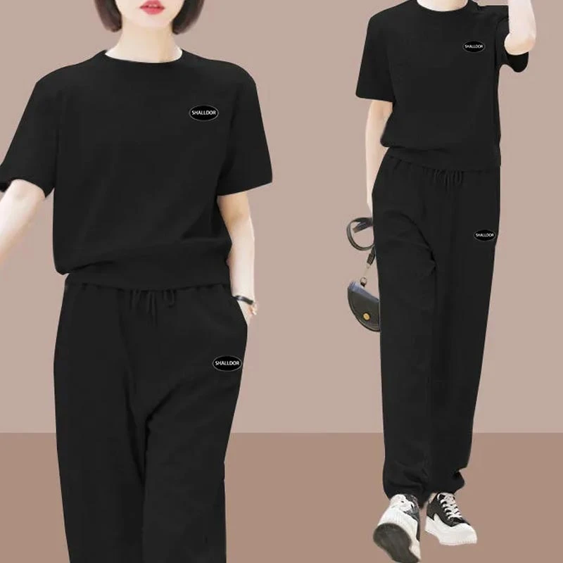 韩版时尚休闲套装女2025年夏季新款设计感小众洋气显瘦运动两件套