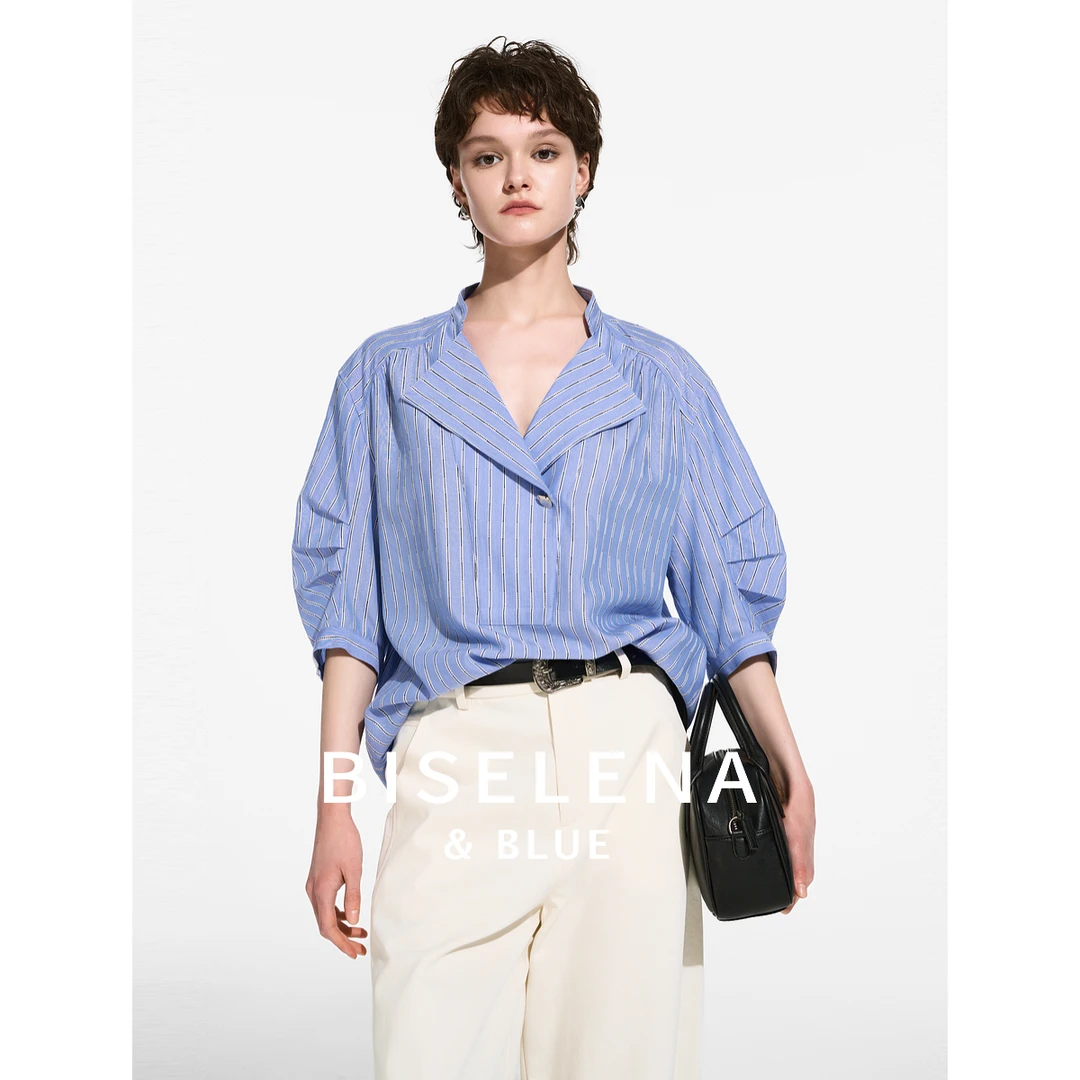 贝茜妮高知通勤时尚翻领设计感衬衫女2025夏季新款轻薄松弛感上衣