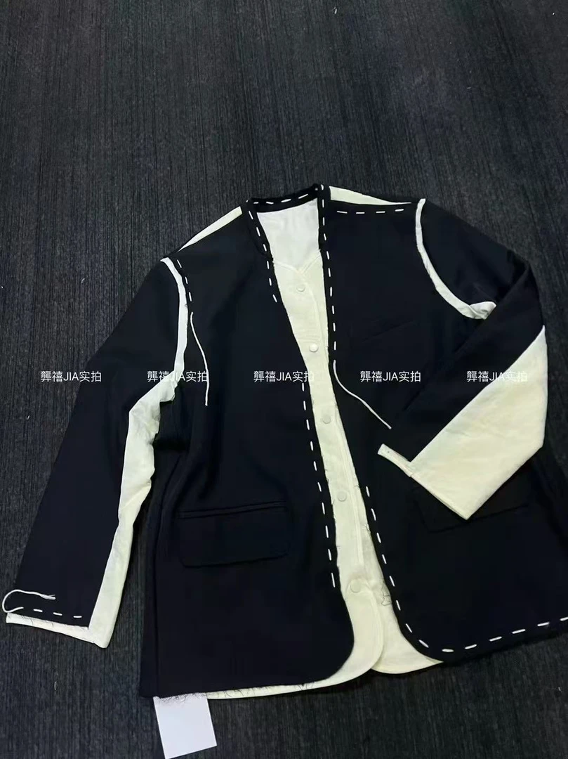 2025春秋新款韩版假两件百搭显瘦翻领单排扣西装外套女休闲上衣潮
