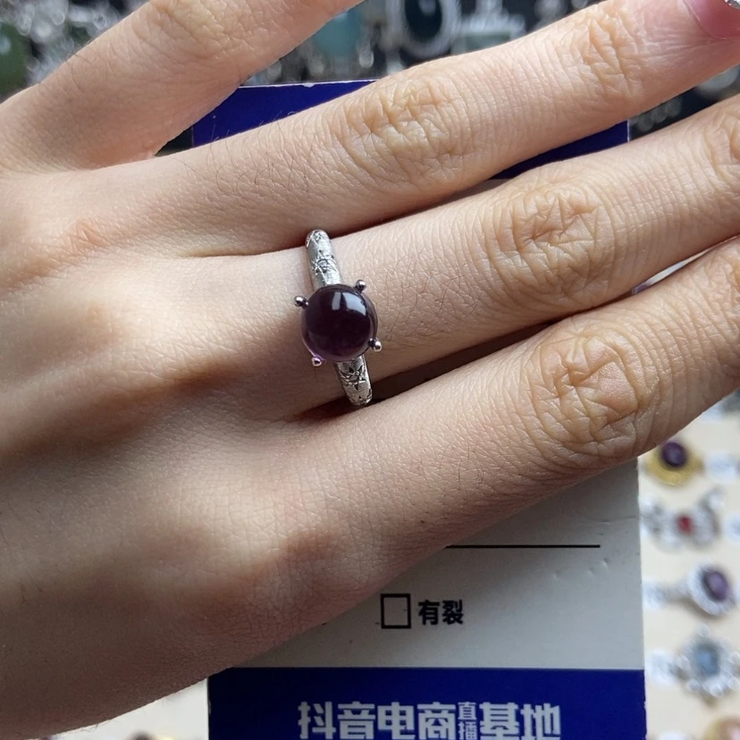 【闪购商品】紫晶戒指银S925镶嵌J****）开口