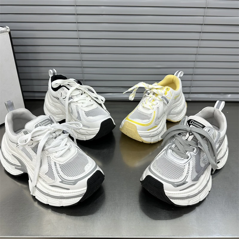 女鞋时尚百搭夏季网红透气韩版厚底ins网面系带春季新款潮流潮鞋