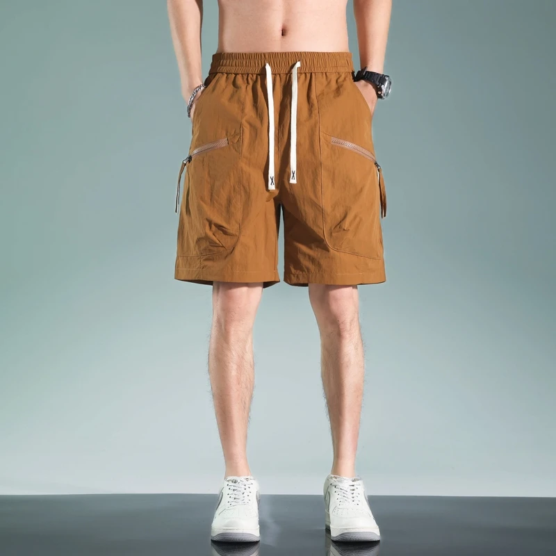 薄款速干户外短裤宽松透气速干沙滩五分裤直筒多口袋港风美式凉感