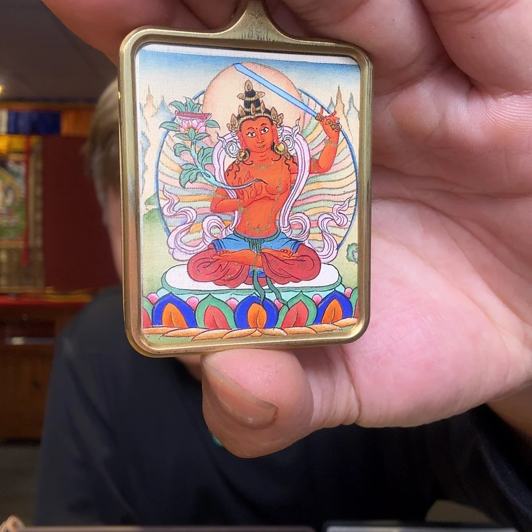 吊坠文殊菩萨手绘唐卡