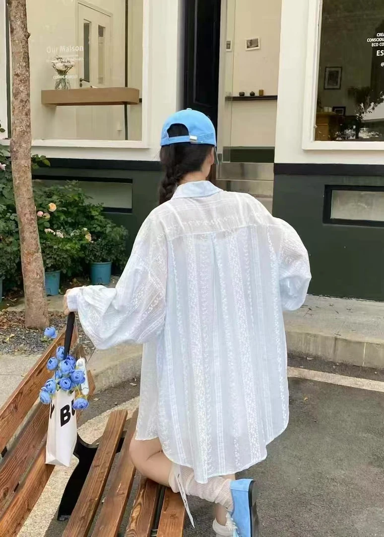 2025夏季新款慵懒风多巴胺休闲防晒衣原宿风衬衣外穿薄款衬衫女