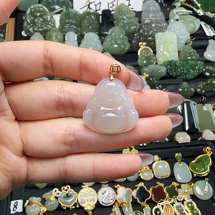 颈饰银S925镶嵌和田玉送链子送绳