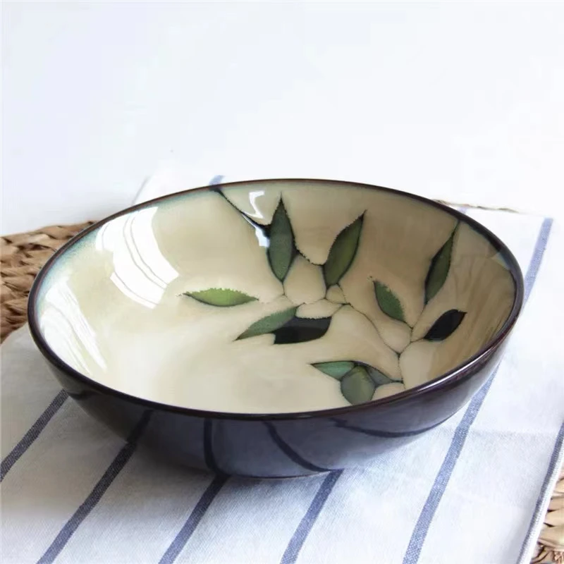 利利家高温窑变釉竹叶8英寸面碗一只活动价