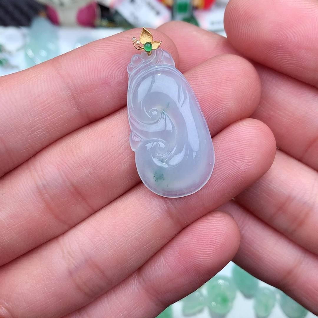 翡翠吊坠(不含链)18K金镶嵌