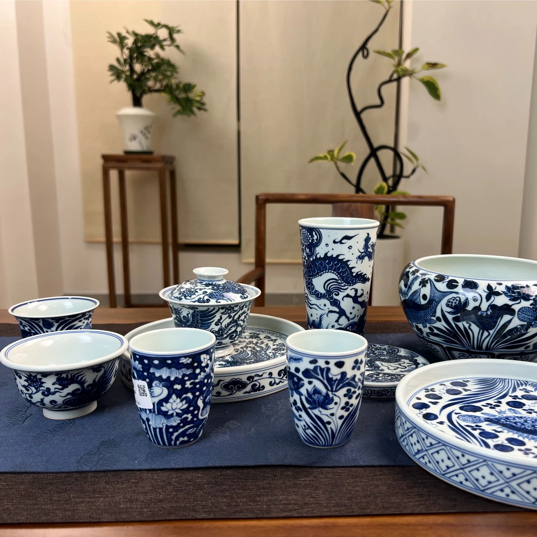景德镇 敬元言景 元青花手绘 茶器