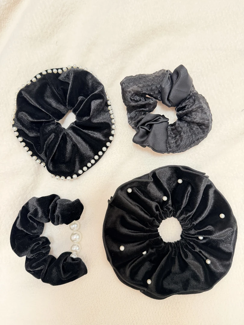 法式优雅珍珠褶皱发圈大肠发圈温柔气质四件套