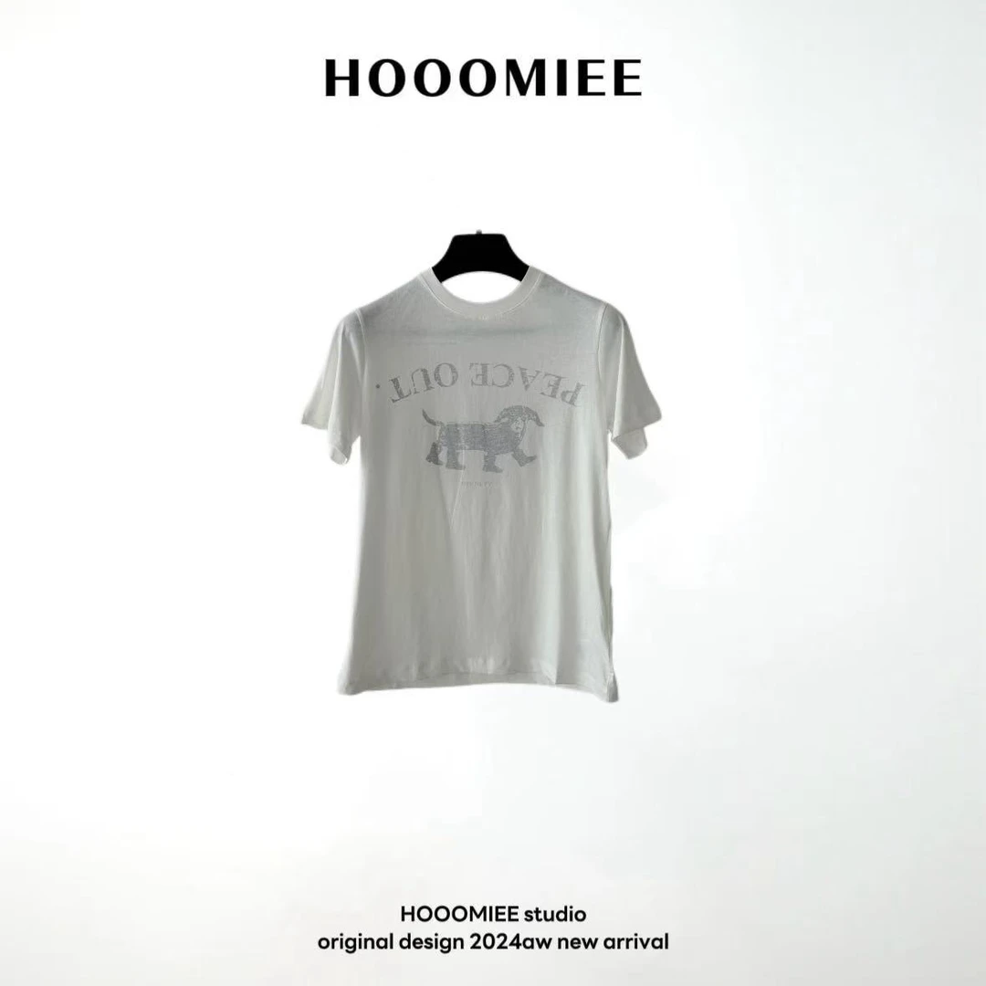 Hooomiee设计感印花春夏时尚休闲女士短袖T恤XY9452