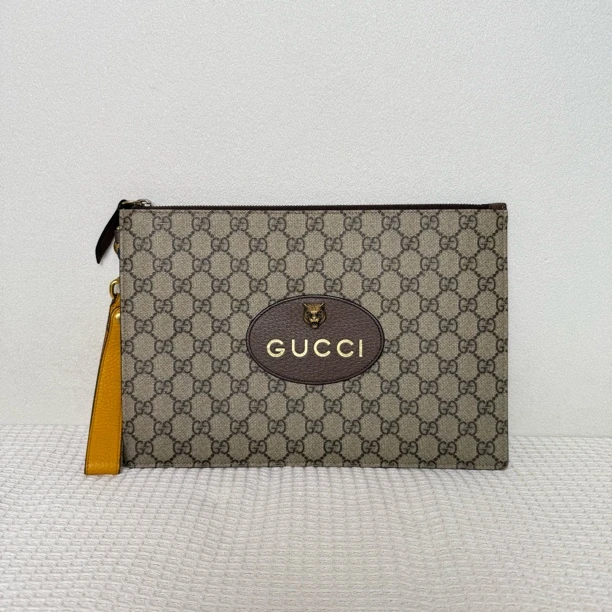 95新 GUCCI/古驰 6017/7794男士时尚经典虎头手拿包