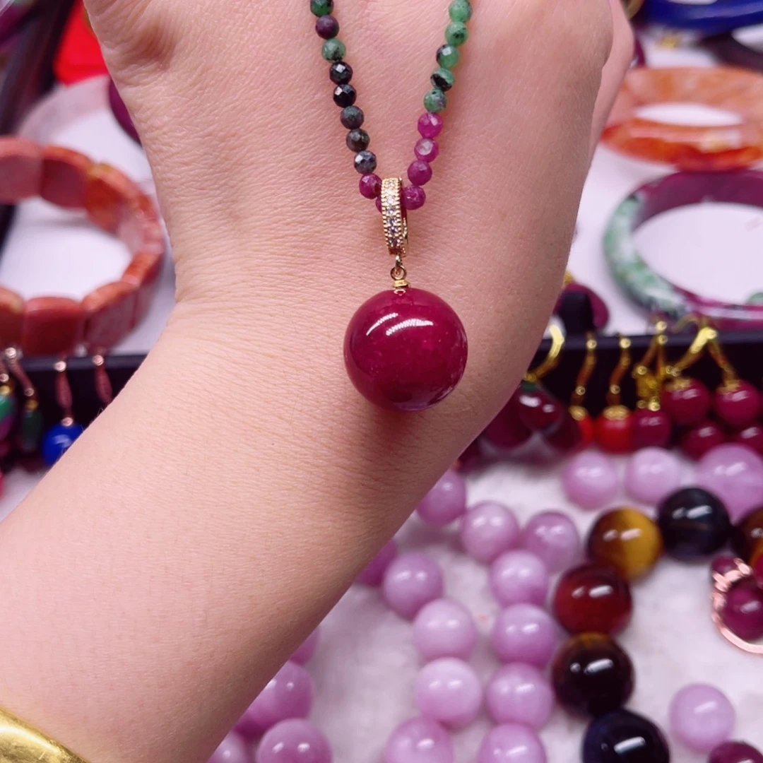 项链大银S925镶嵌红宝石