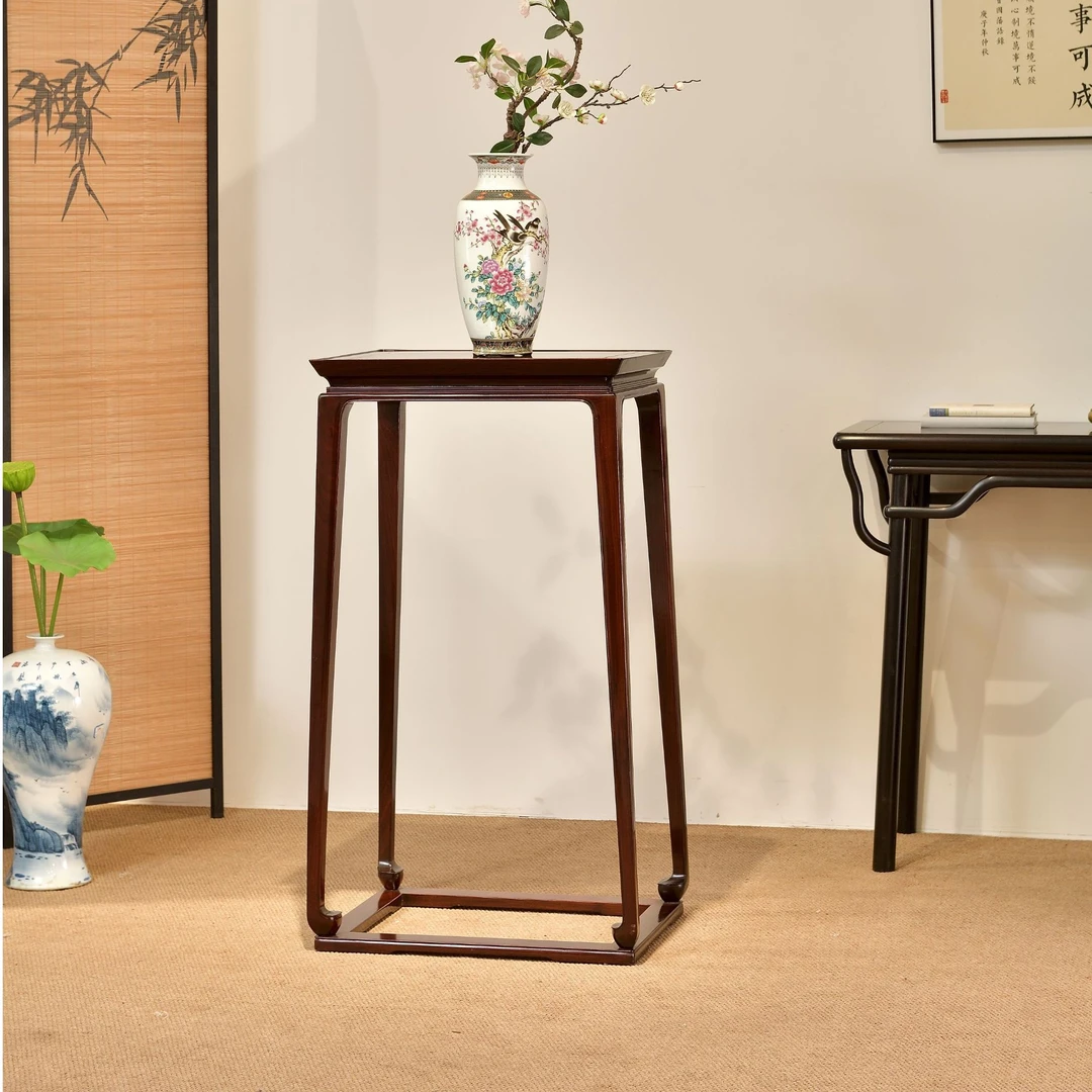 雕花榫卯原木新中式餐桌落地复古家用角几