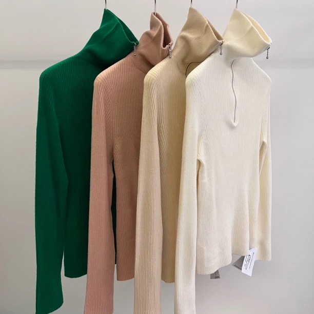 秋冬新款立领半开襟百搭羊毛套头针织衫女外穿内搭