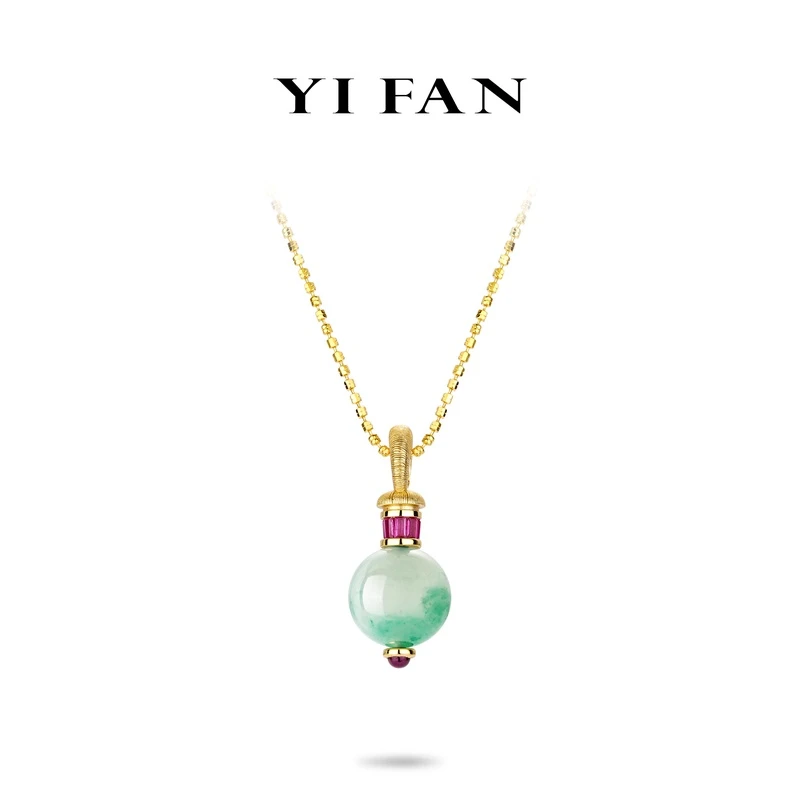 坠链均925银合成锆石 2643-气质轻奢绿色春山吟飘花珠珠项链