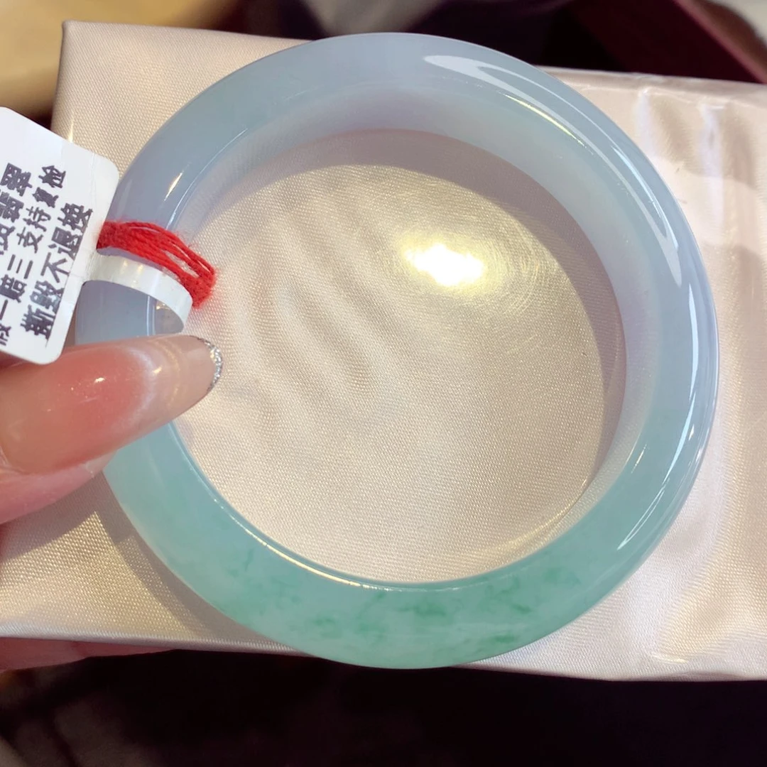 未镶嵌手镯翡翠55.5正圈 冰胶蓝紫底飘花（19号）