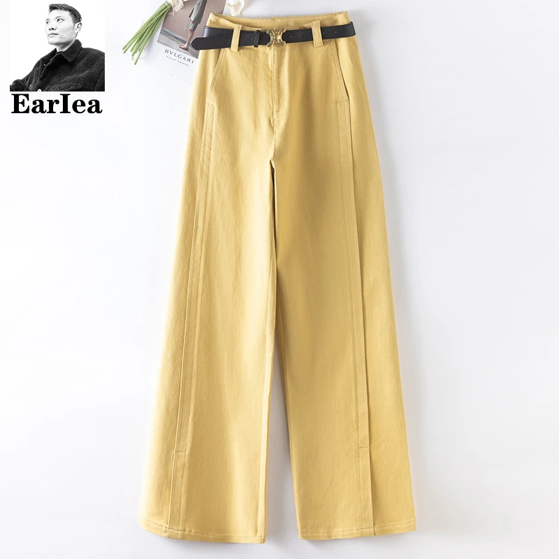 2025年春季新品高腰直筒裤休闲女裤时尚百搭修身显瘦拖地阔腿长裤