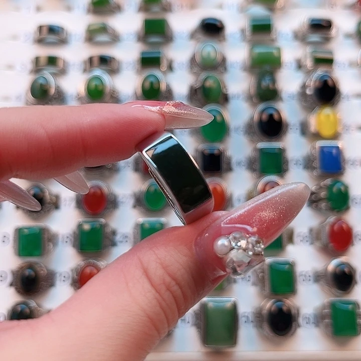 和田玉戒指银S925镶嵌