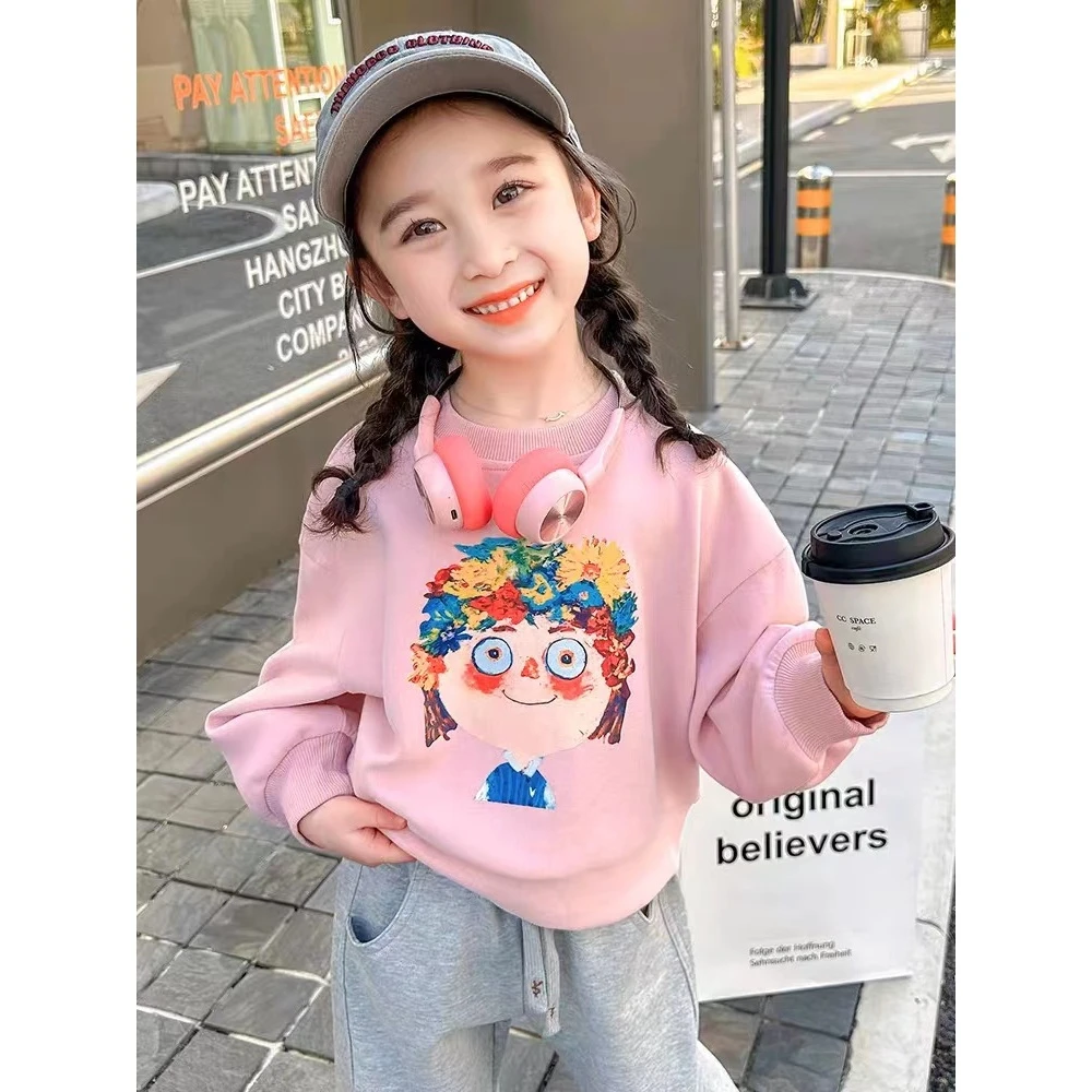 27023女童新款洋气时髦儿童宽松上衣卫衣卡通可爱女宝时尚百搭