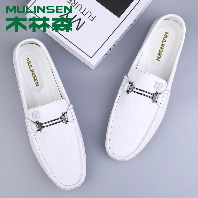 木林森皮鞋男新款秋季一脚蹬商务休闲豆豆男鞋软牛皮开车潮鞋男士