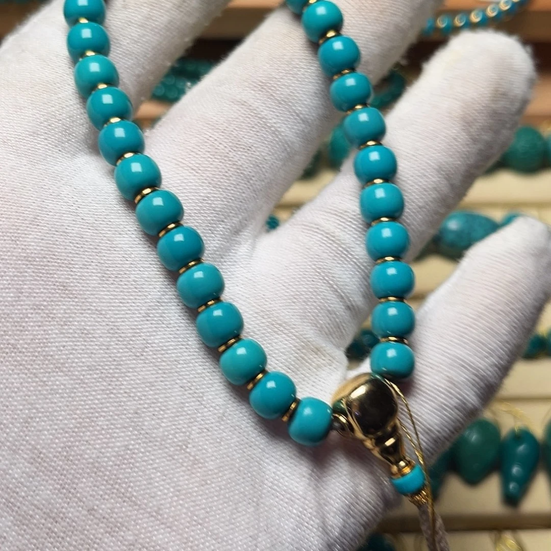 花***流绿松石18K金镶嵌珠宝奇石AAA3