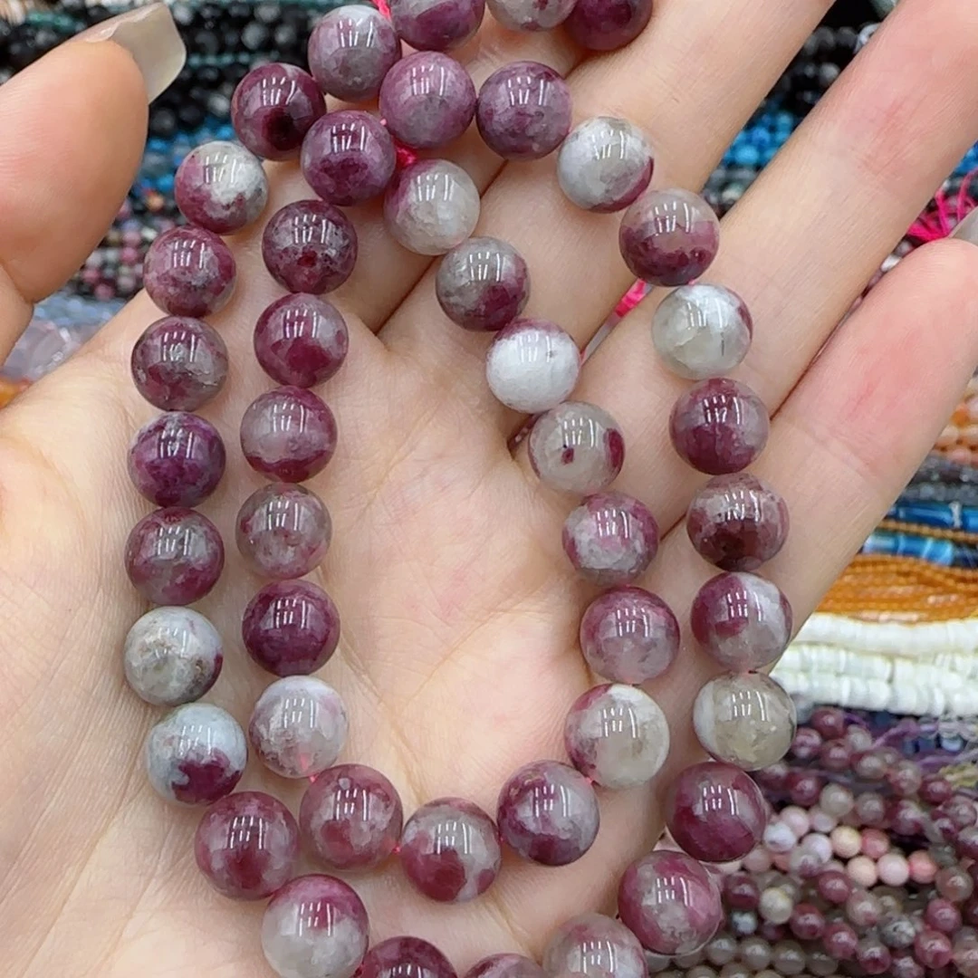 玛瑙/玉髓未镶嵌珠宝半成品原矿粉碧玺一条卡8