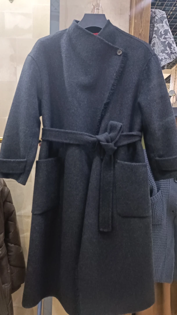 秋冬新款时尚长款立领双面呢毛呢大衣外套