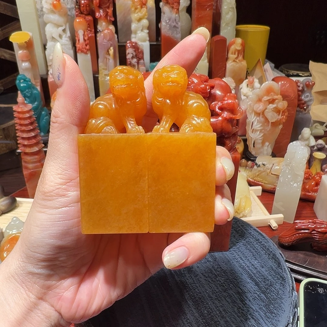 加***斋寿山石批发一对2.8