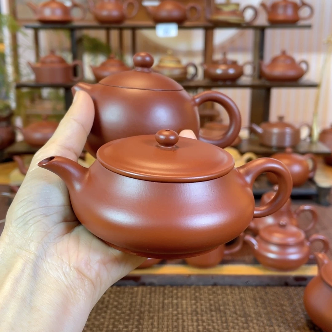 茶壶紫砂用****0潮州手工手拉朱泥壶