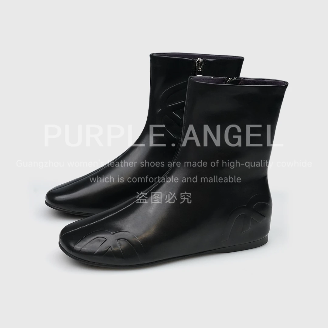 PurpleAngel轻奢5CM/2025新款法式休闲气质低跟短靴29145