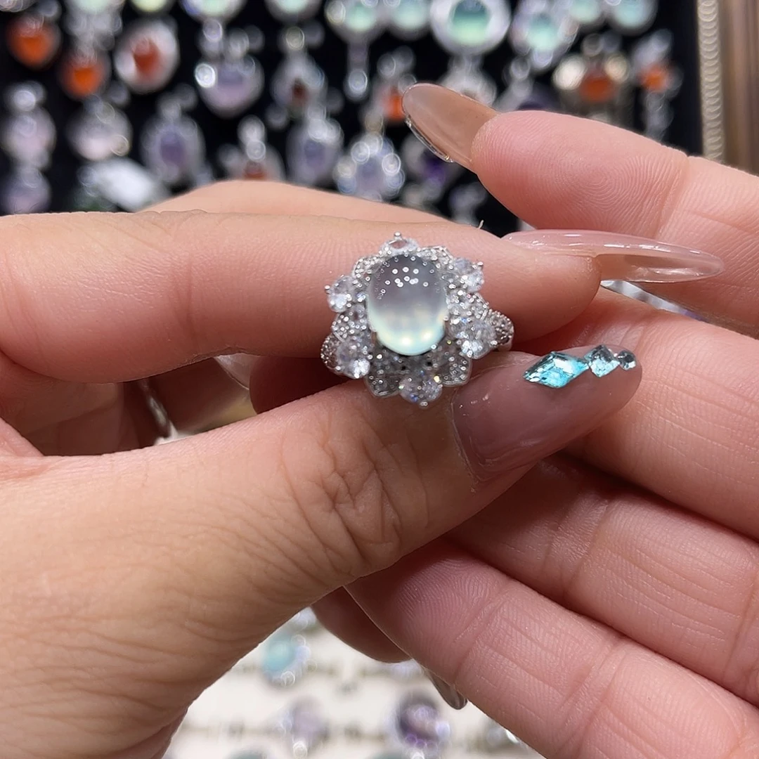 岫玉银S925镶嵌吊坠